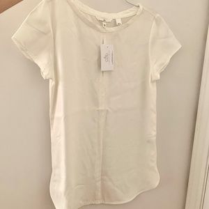 White Tee Blouse Shirt with Front Cut-Out